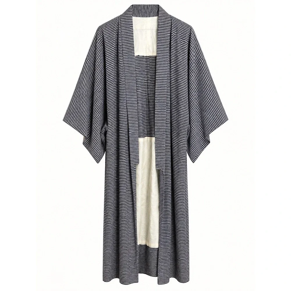 Japanese Style Kimono Robe Open Front No Tie Lounge Cover Up